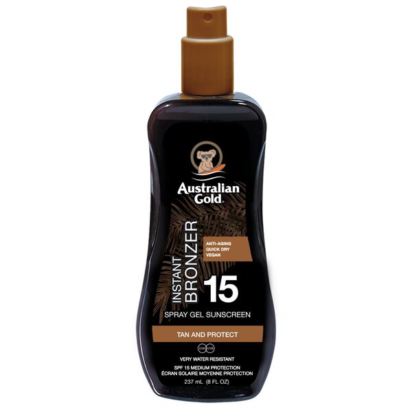 Product afbeelding van Australian Gold Instant Bronzer SPF15 Zonnebrand Spray Gel - 237ml